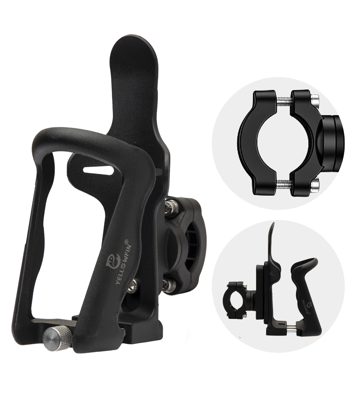 Water Bottle Holder for Bike | Bicycle | Scooter 360° Rotation with Handlebar Bracket & Rear View Mirror Mount