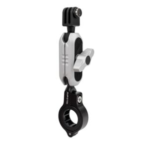 Action Camera Handlebar Mount Bracket – 360 Degree Rotatable Aluminium Alloy Metal Bike Mount for GoPro and Other Action Cameras (Long arm- Pro Clamp, Silver)
